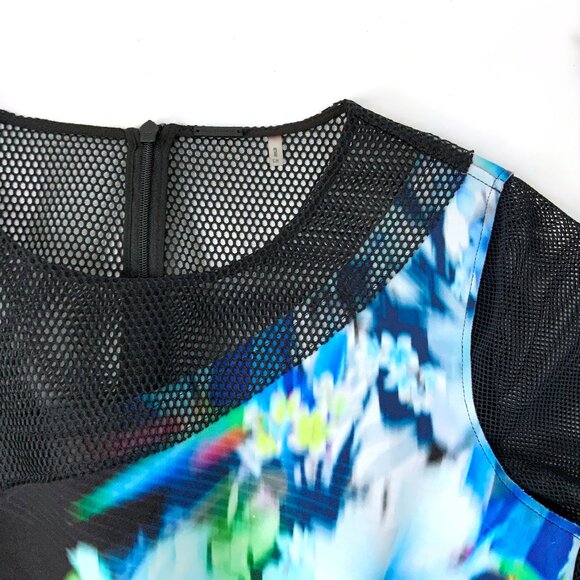 Elie Tahari Black Floral Scuba Mash Short Sleeve Top Sz S - Picture 16 of 16